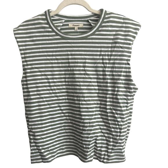 NWT Madewell Structured Muscle Tee In Faded Palm Stripe Size Medium - Picture 2 of 5
